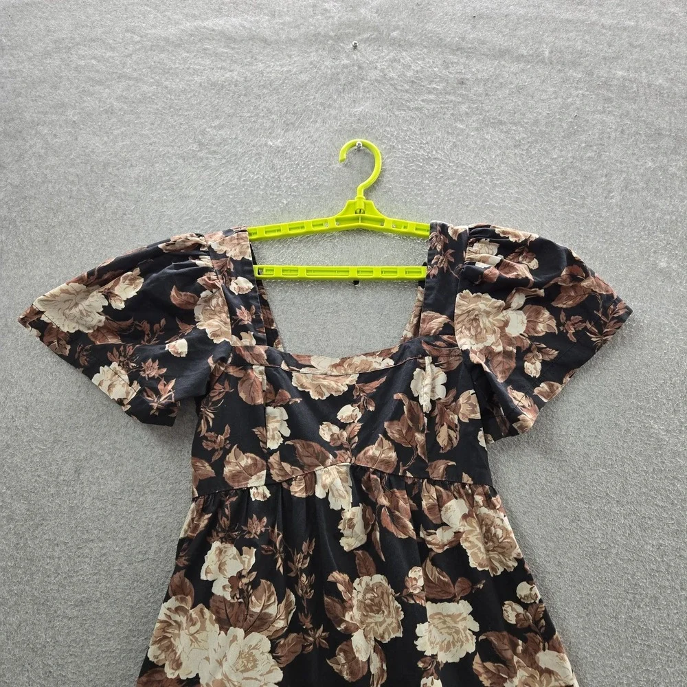 Abercrombie & Fitch Women Dress S‎ Black Floral Maxi Sundress Milkmaid